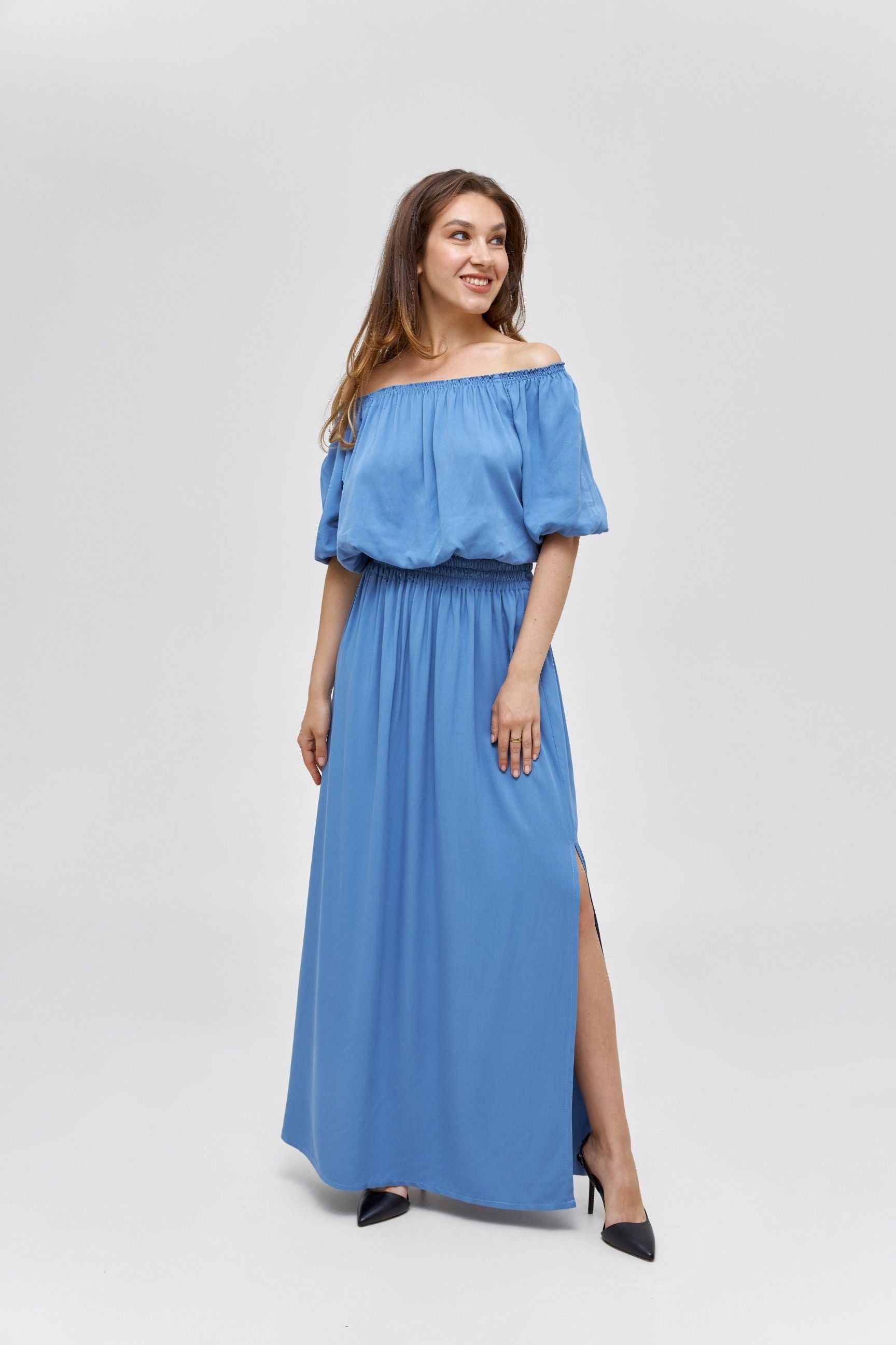 Blue Set of Blouse and Long Skirt
