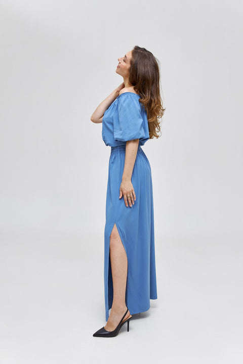 Blue Set of Blouse and Long Skirt