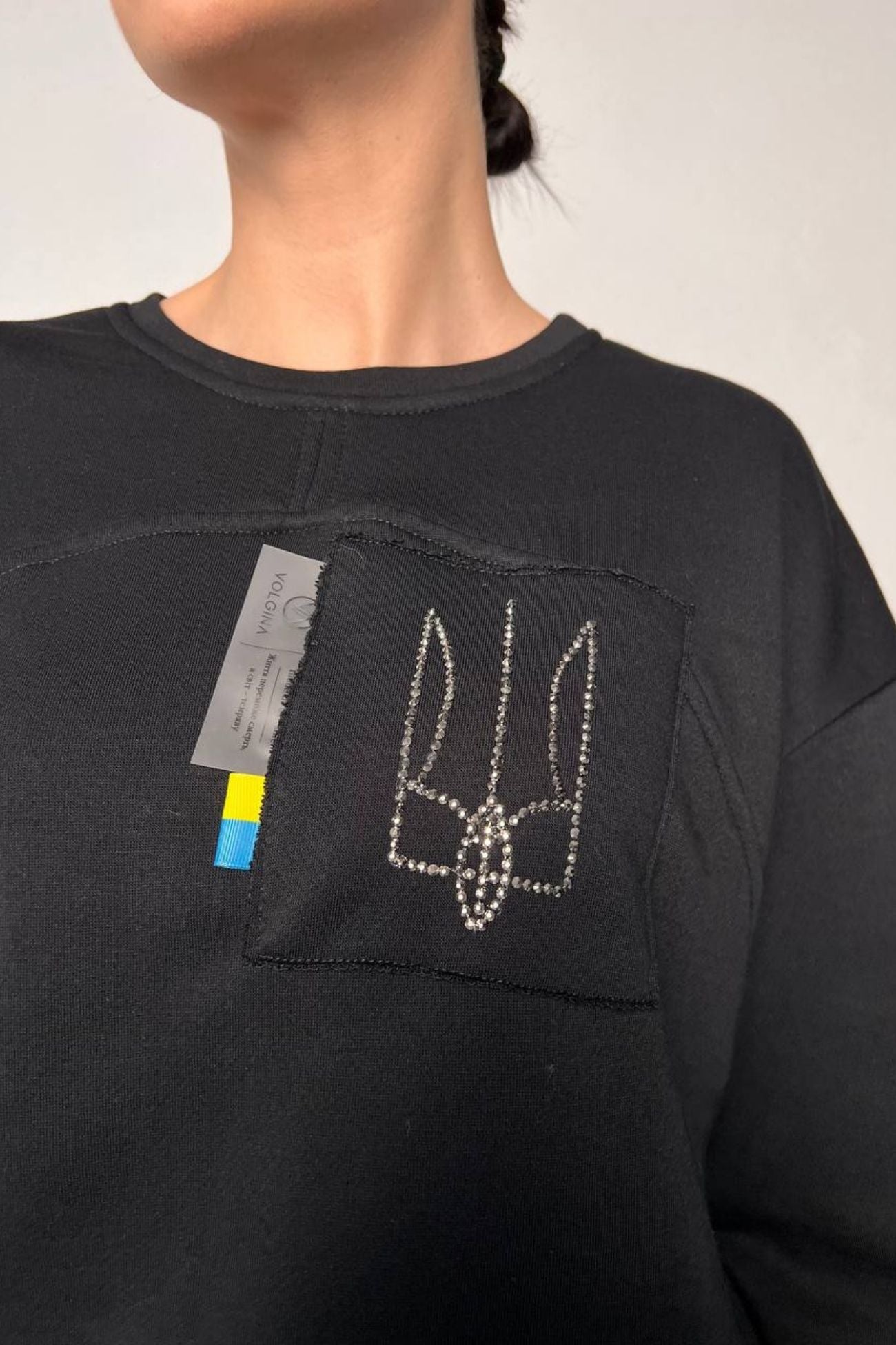 Original Black Fleece Sweatshirt with Ukrainian Coat of Arms + Fleece Pants