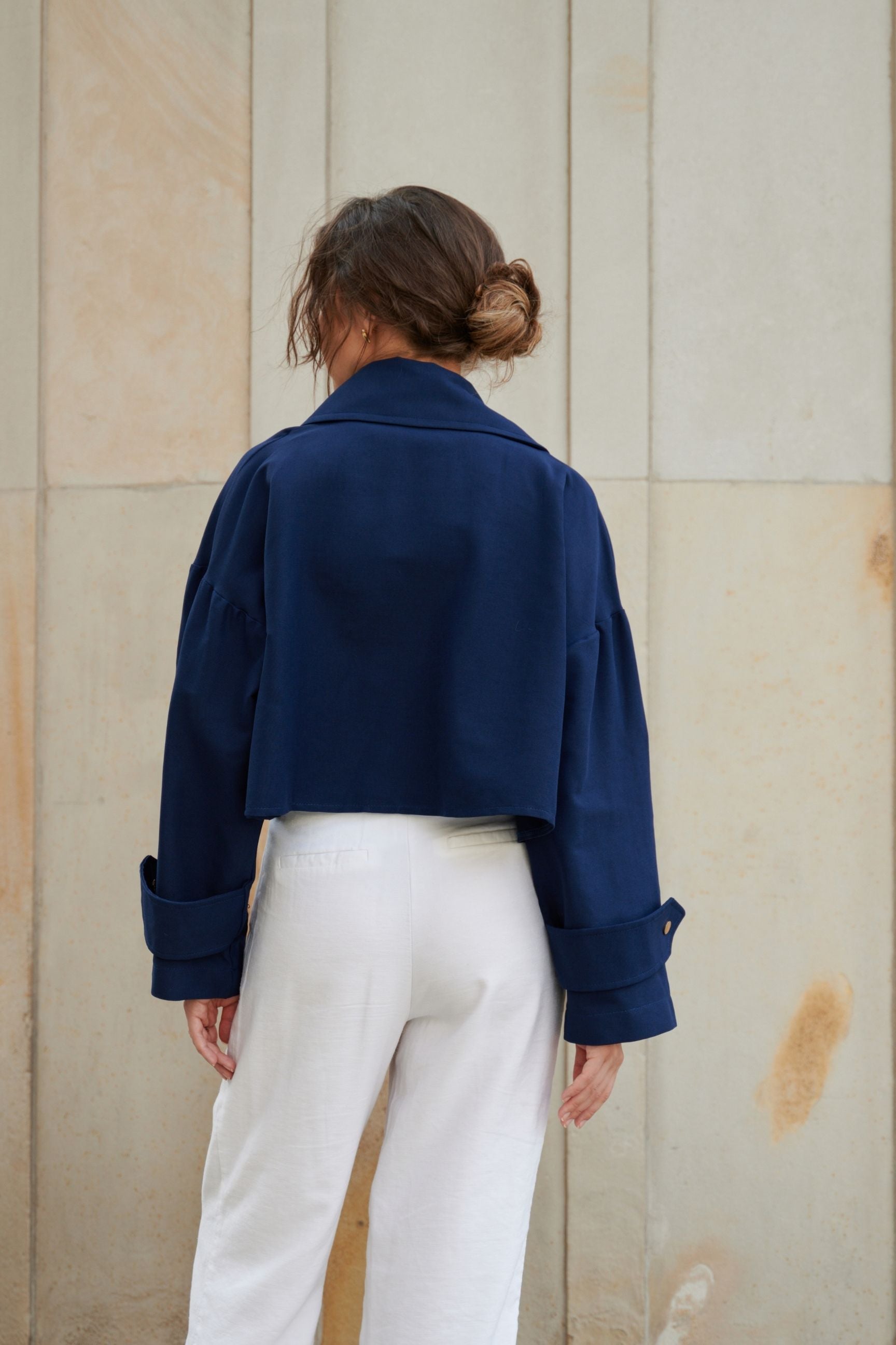 Designer Dark Blue Jacket Made From Stretch Denim