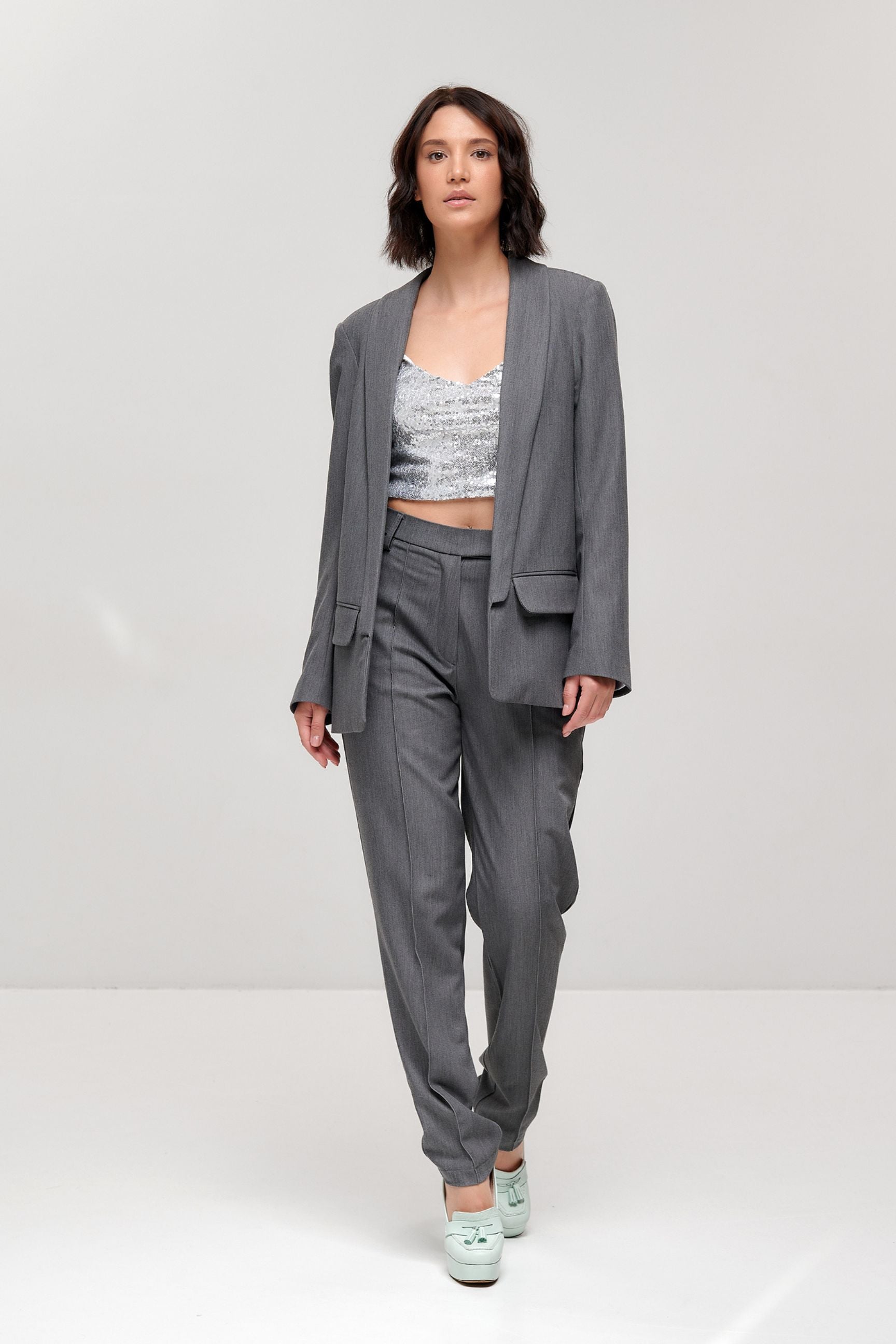 Formal Suit for Women, Open Front Blazer & Pants Suit, Business Suit without Buttons