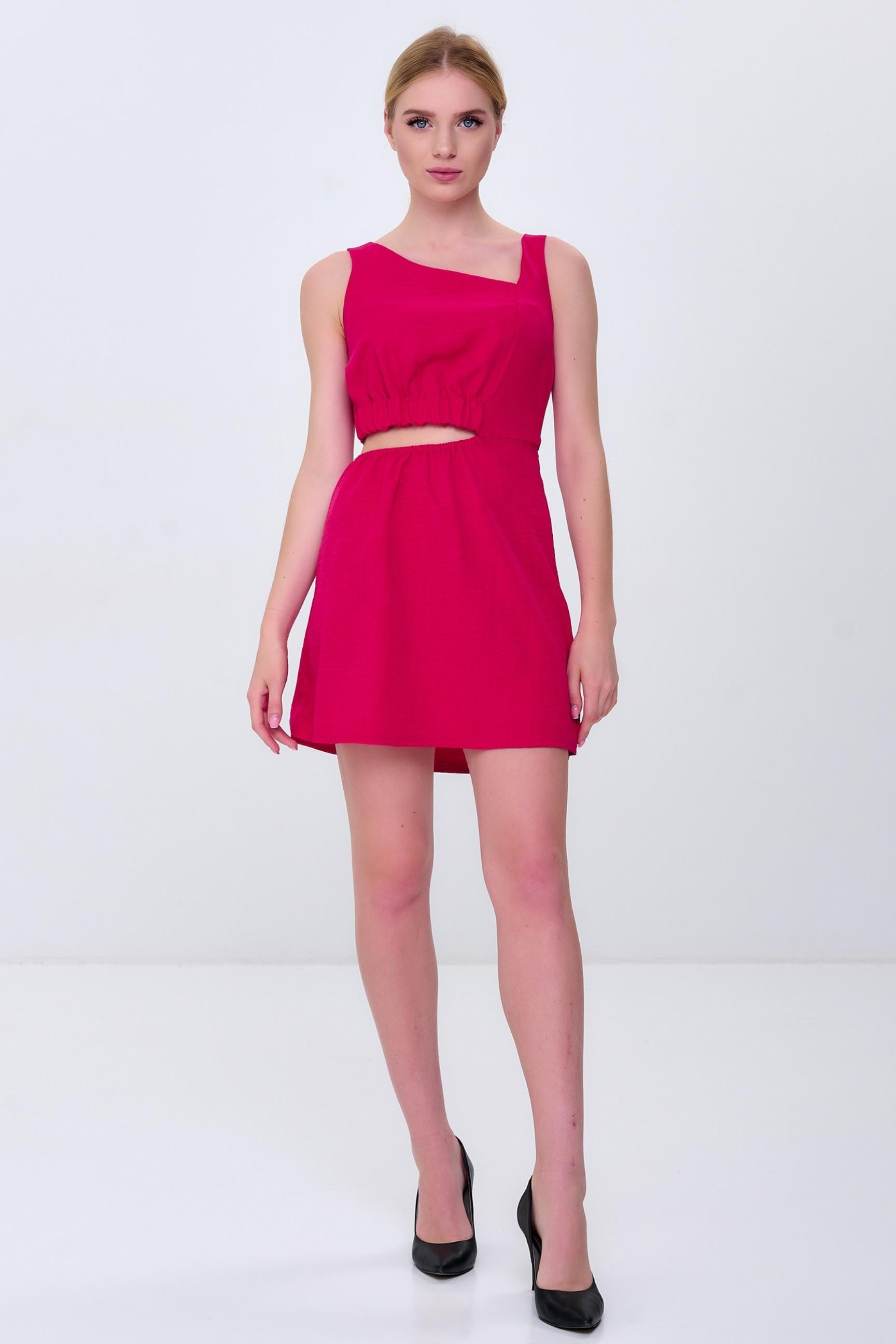 Women's Crimson Mini Dress, Cut Out Bodycon Dress