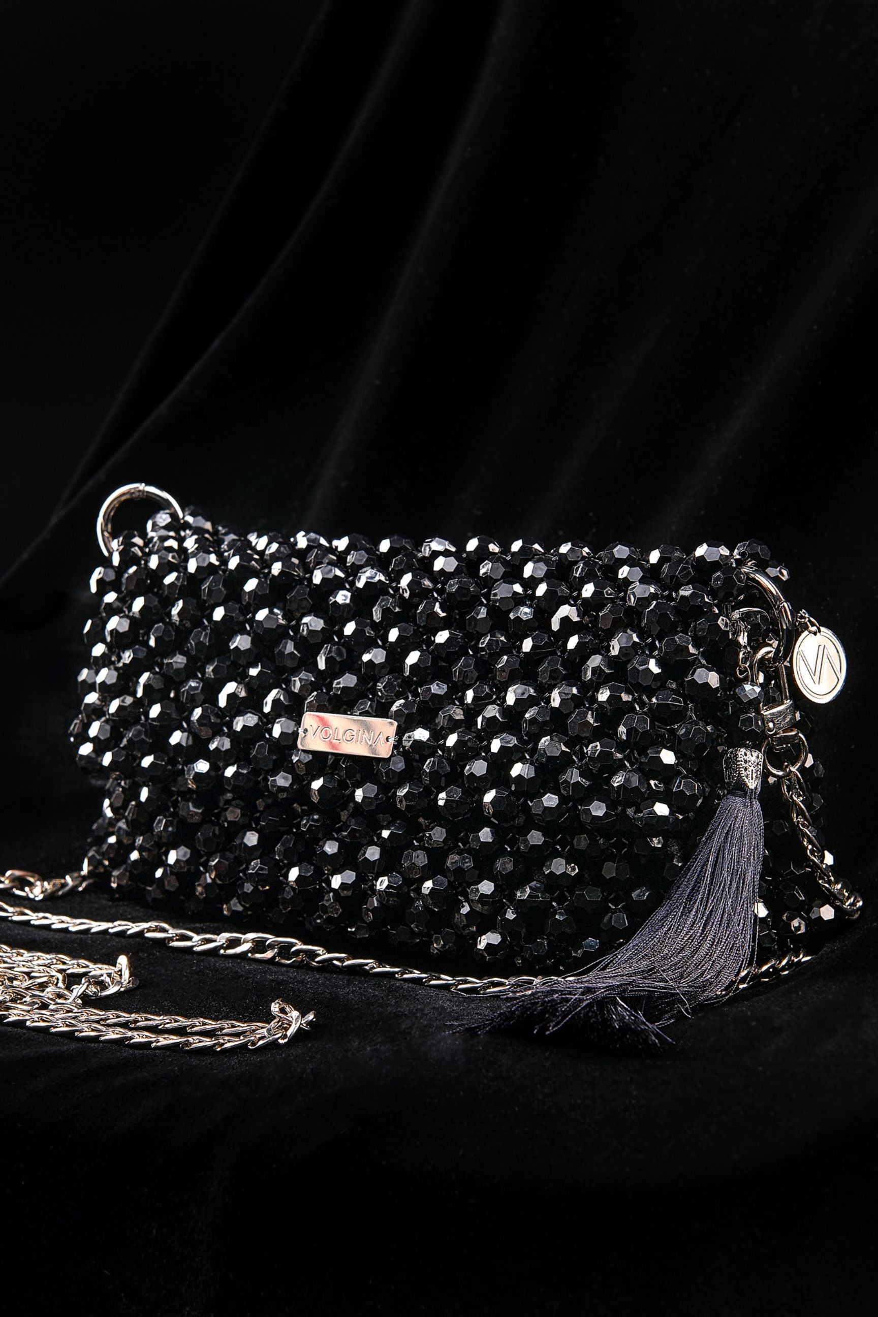 Beaded Clutch Bag with Swarovski Acrylic Beads, Handmade