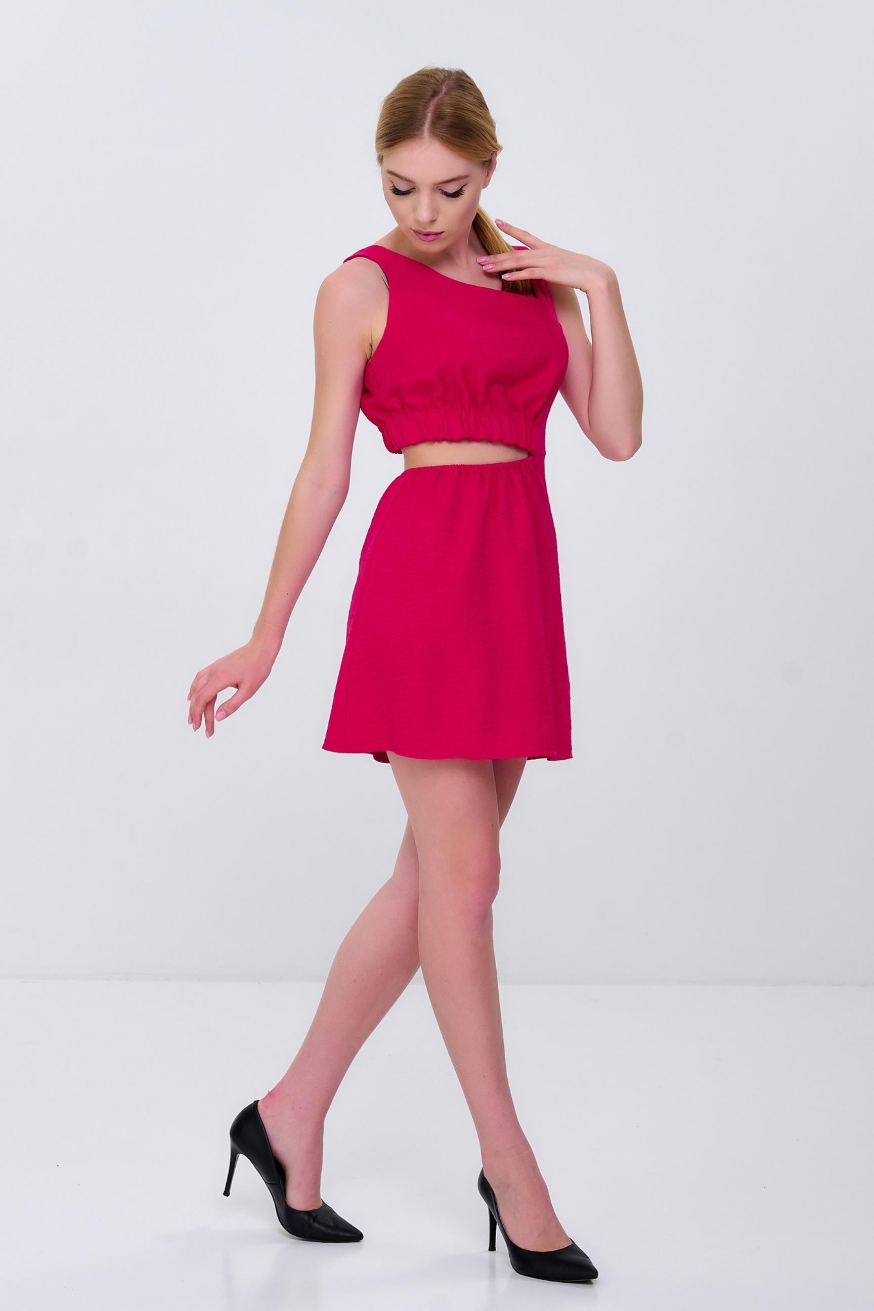Women's Crimson Mini Dress, Cut Out Bodycon Dress