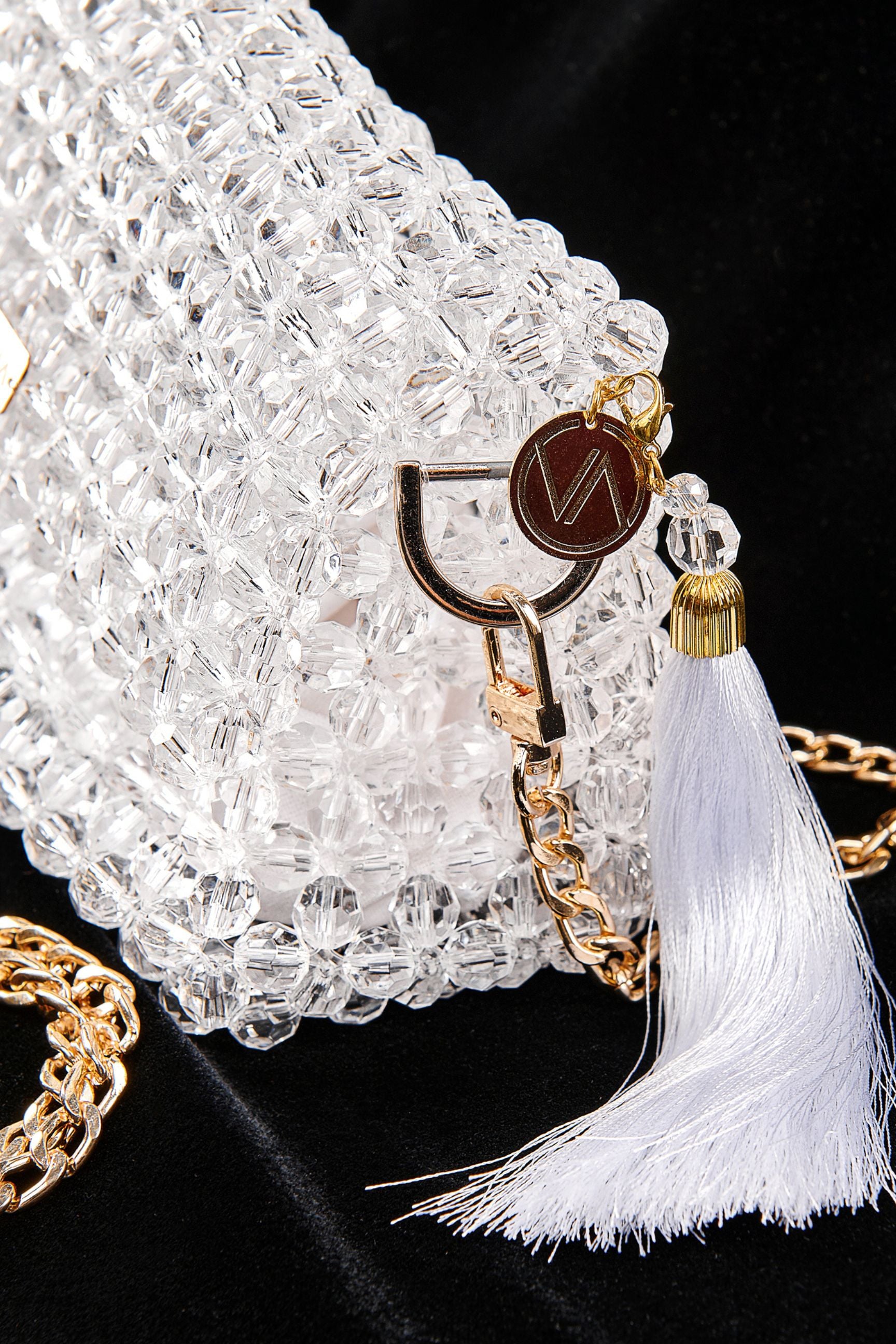 Bridal Clutch Bag with Swarovski Acrylic Beads, Handmade