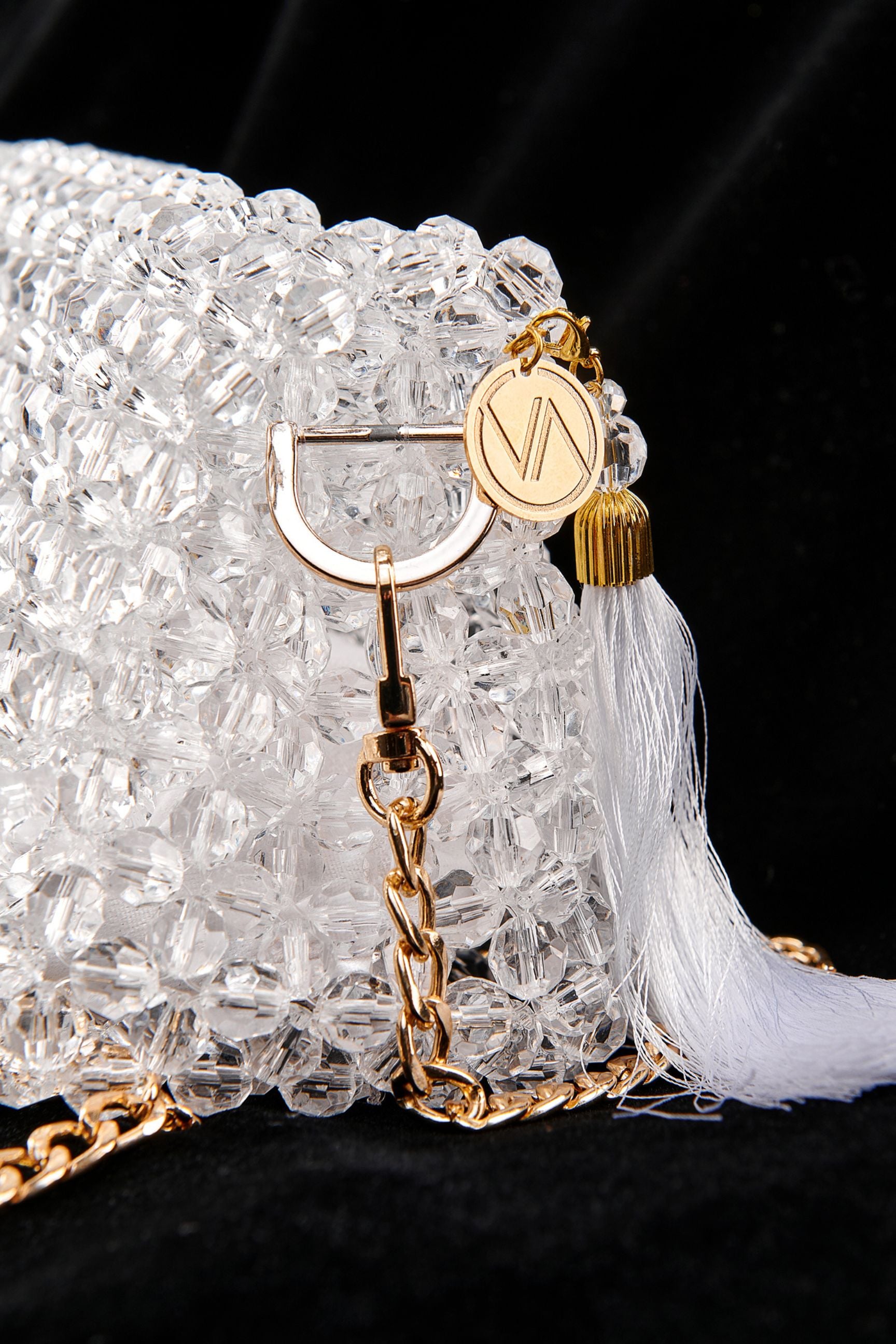 Bridal Clutch Bag with Swarovski Acrylic Beads, Handmade