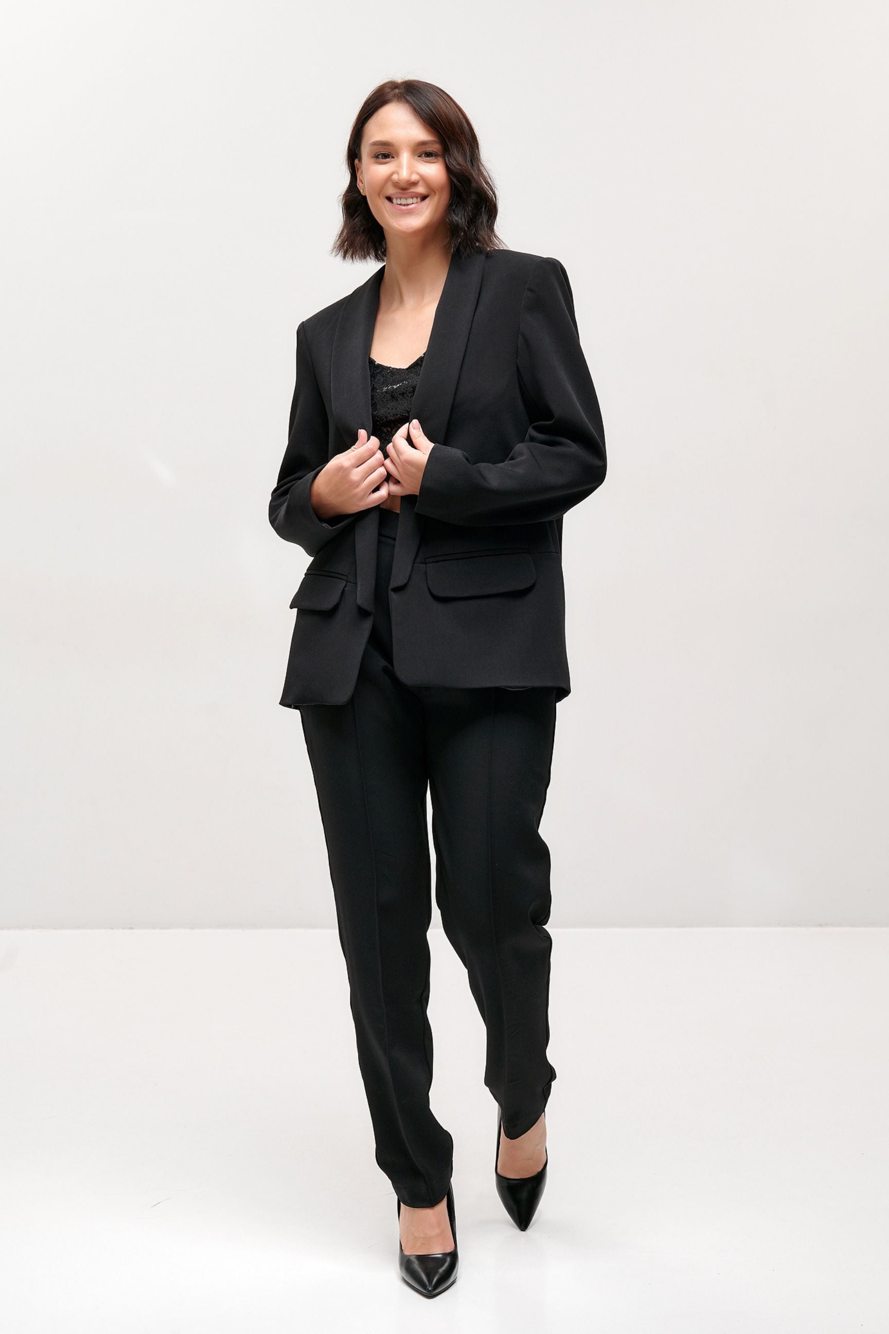 Black Open Blazer Jacket for Women without Buttons